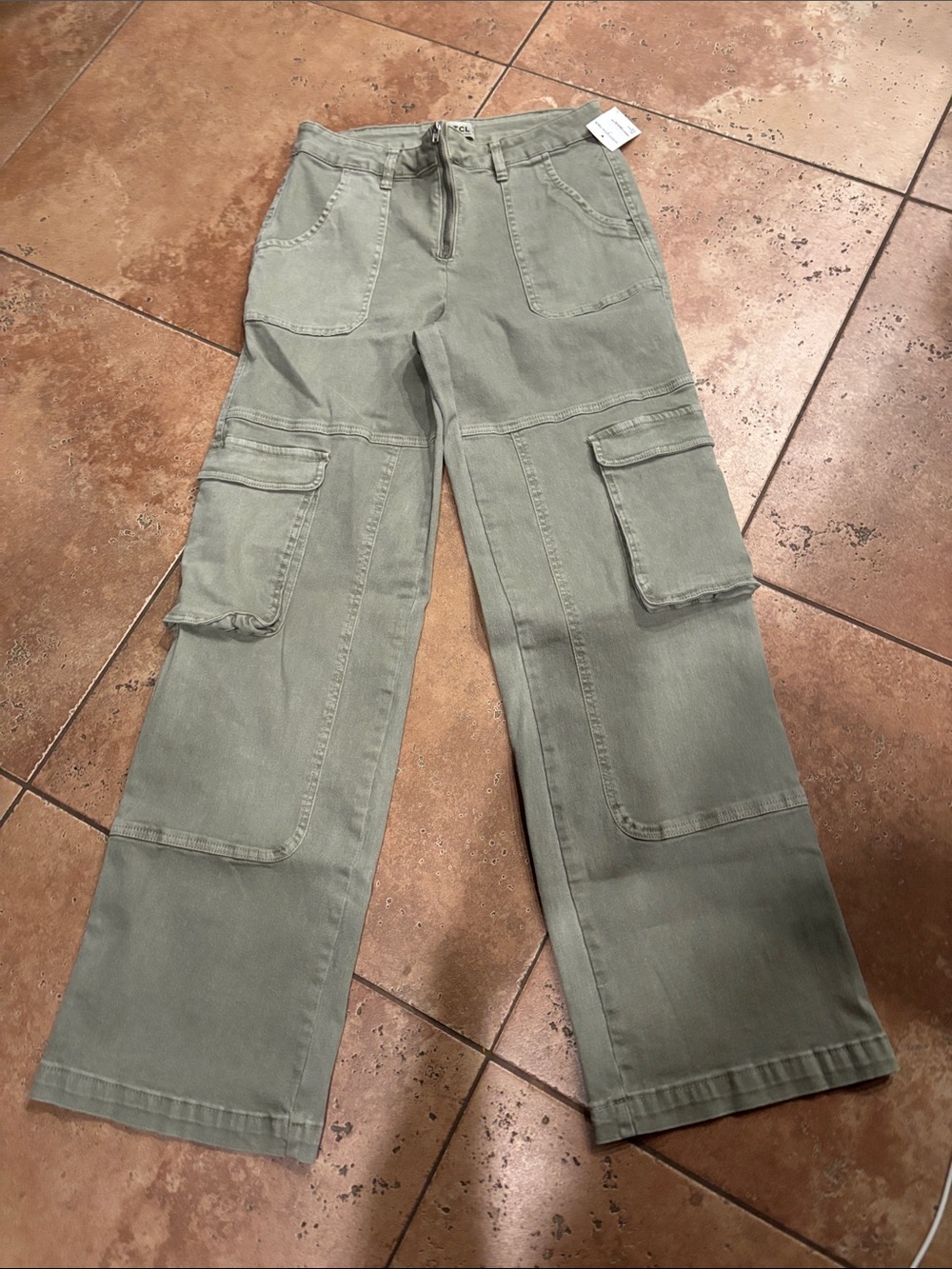 Wide Leg Utility Cargo Pants in Sage Green